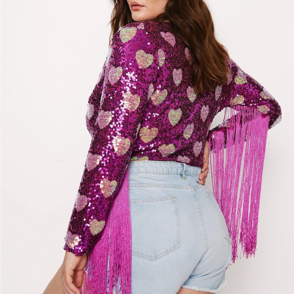 NWT - Nasty Gal V-Neck Disco Cowboy Bodysuit